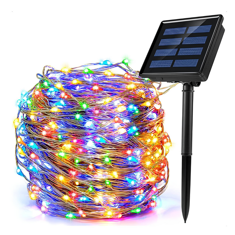 Fios de Luzes LED Solares 22m com 200 Lâmpadas – Decoração Elegante e Resistente para Natal e Festas ao Ar Livre