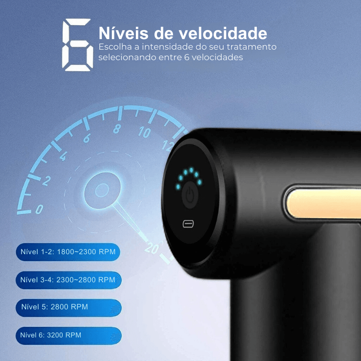 Pistola Massageadora Relax Gun Profissional Bivolt Portátil - 6 Níveis de Velocidade para Alívio Muscular e Relaxamento