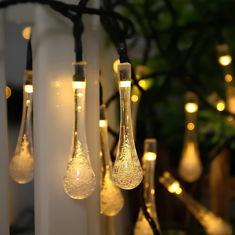 Luzes LED Gota D'Água Impermeável – 40/60 LEDs para Decoração de Natal, Jardim e Festas Externas